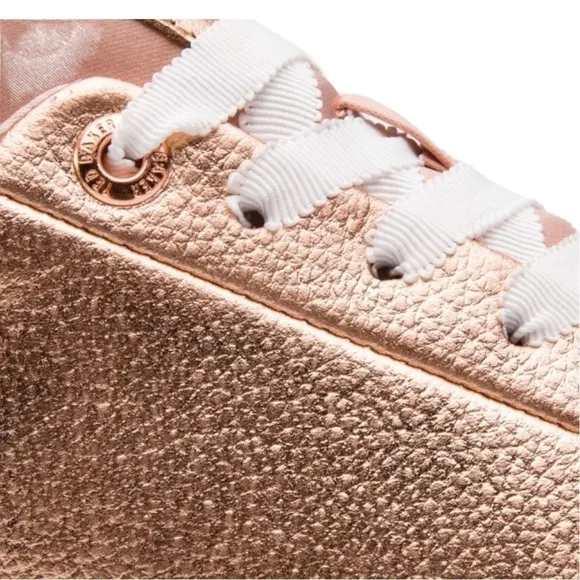 TED BAKER Gielli Rose Gold Sneakers Women’s Lace Up Shoes Flats Athletic Shoes