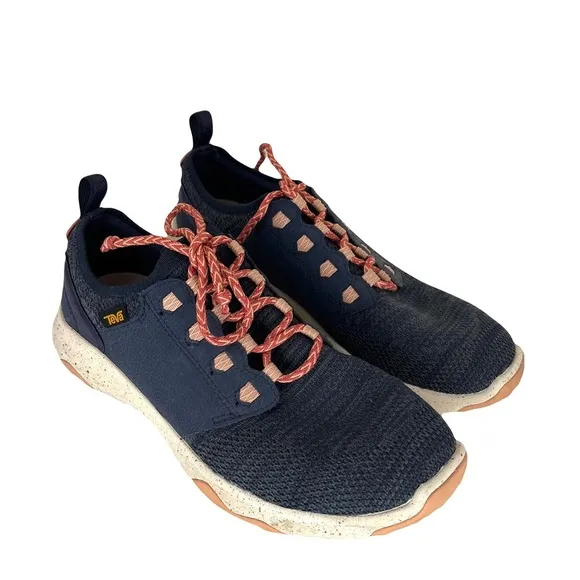 Teva Arrowood 2 Knit Trail Sneakers Womens Size 8.5 Navy Blue Peach Pre Owned