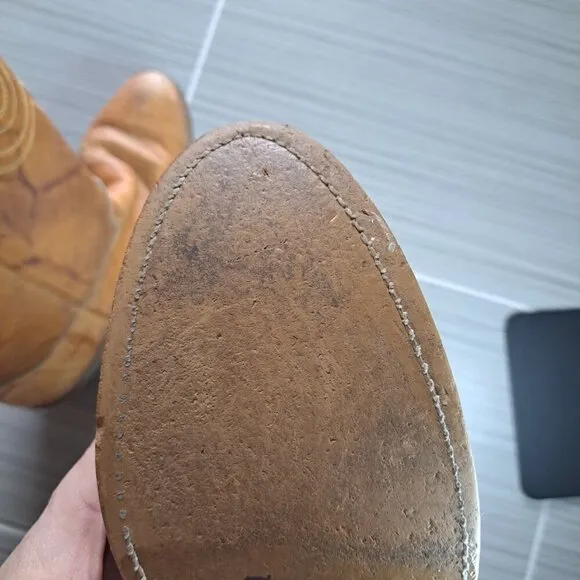 Texas Brand  Men's Size 9.5 Cowboy Boots Leather Tan Western Heavy Rodeo Horse