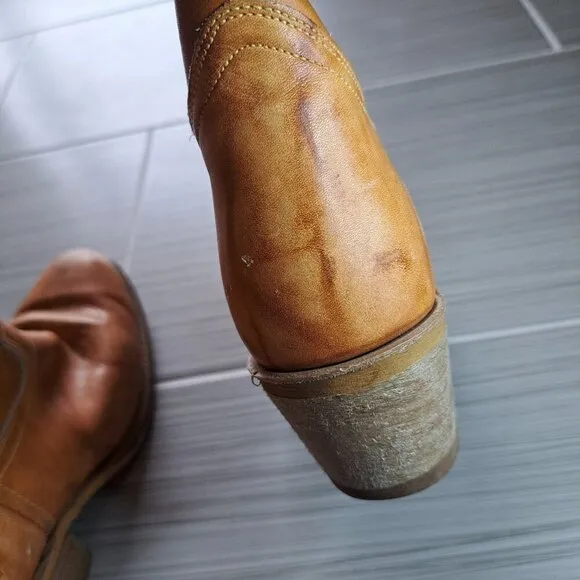 Texas Brand  Men's Size 9.5 Cowboy Boots Leather Tan Western Heavy Rodeo Horse