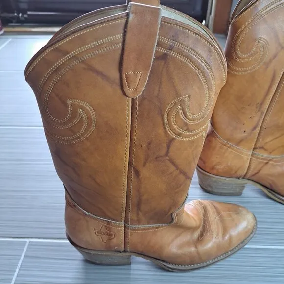 Texas Brand  Men's Size 9.5 Cowboy Boots Leather Tan Western Heavy Rodeo Horse