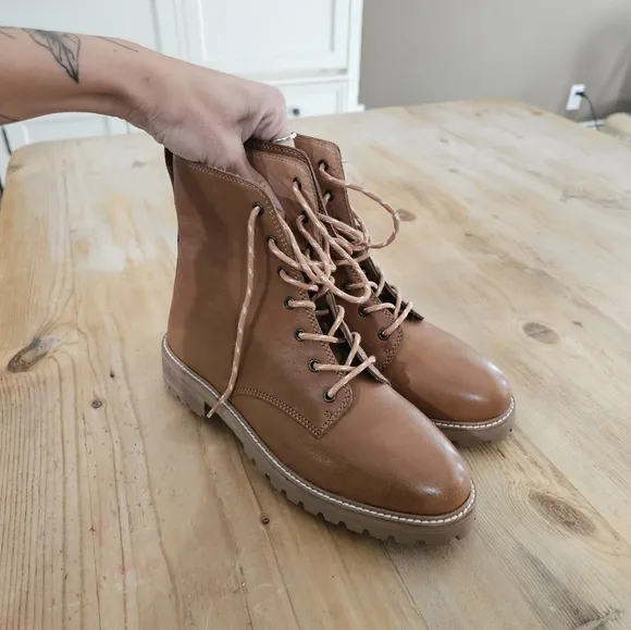 The Clair Lace-Up Boot in English Saddle Leather
