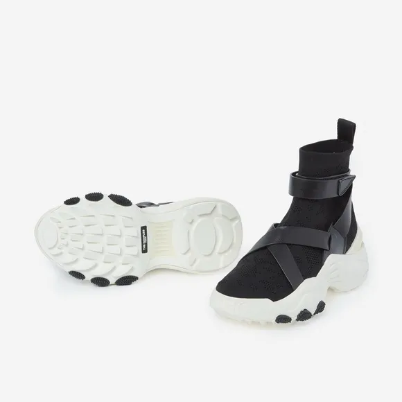 The Kooples Black Slick Wedge High-Top Sneakers