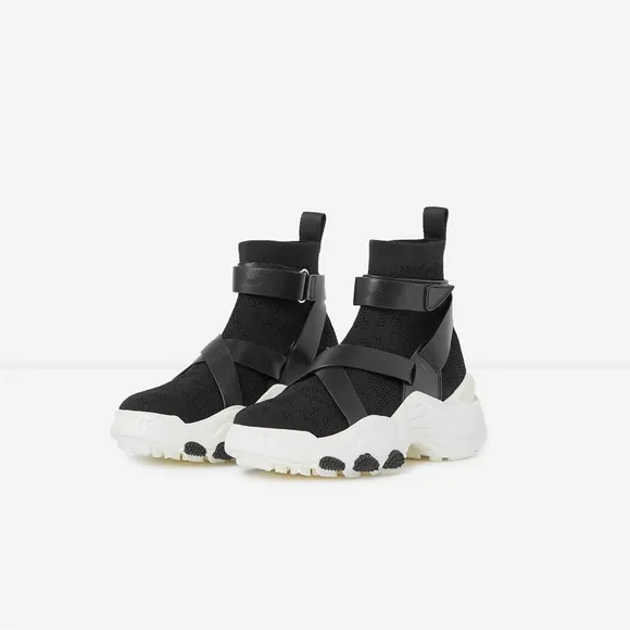 The Kooples Black Slick Wedge High-Top Sneakers