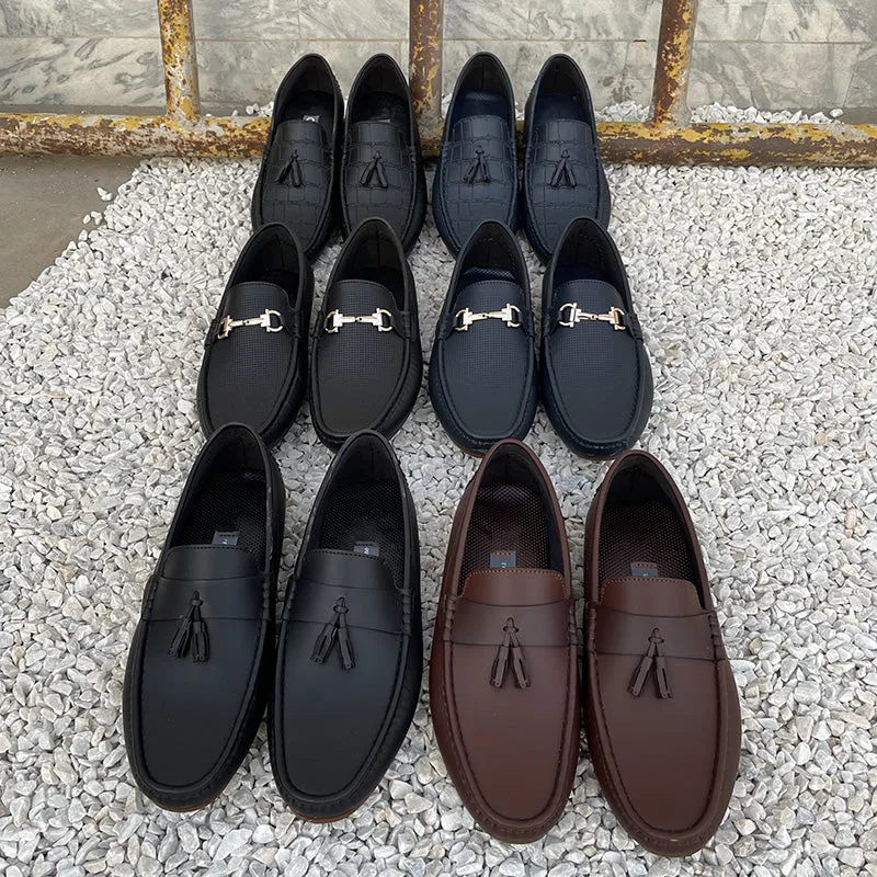 The New Textured Black Loafers SS-2301 Black