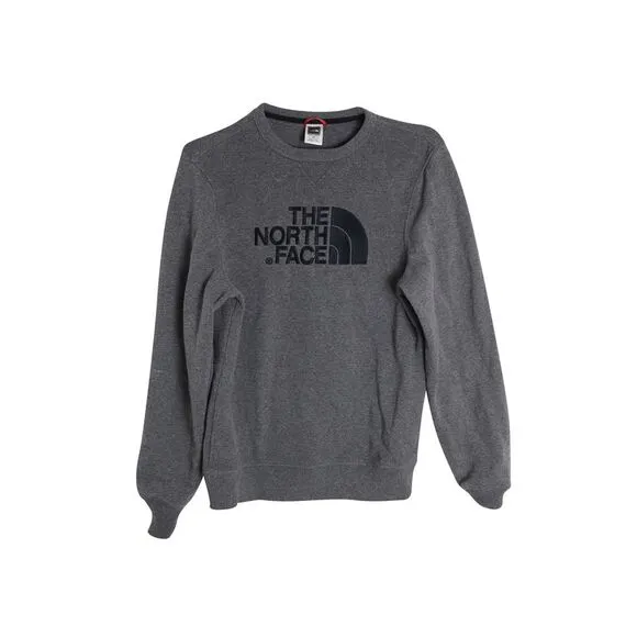 The North Face Men's Drew Peak Embroidered Logo Crewneck Sweatshirt in Grey