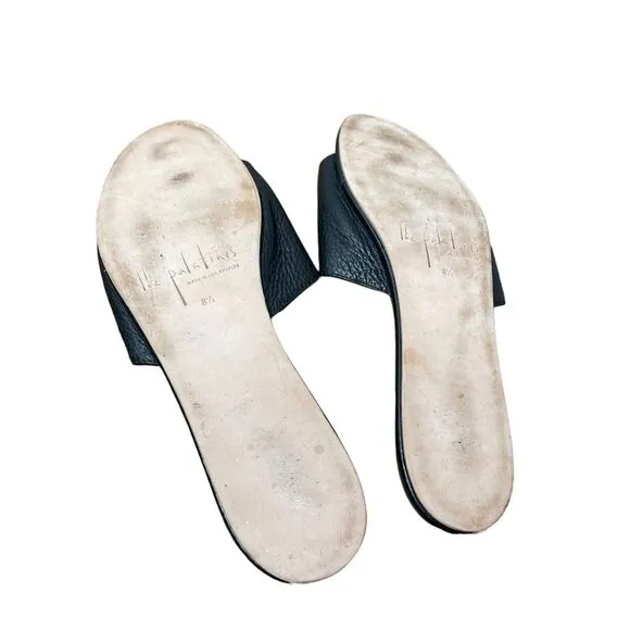 The Palatines Caelum Pebbled Leather Slide Sandals Black Size 8.5