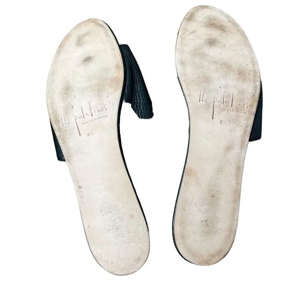 The Palatines Caelum Pebbled Leather Slide Sandals Black Size 8.5