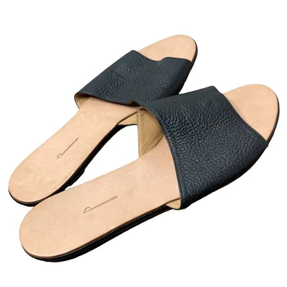 The Palatines Caelum Pebbled Leather Slide Sandals Black Size 8.5
