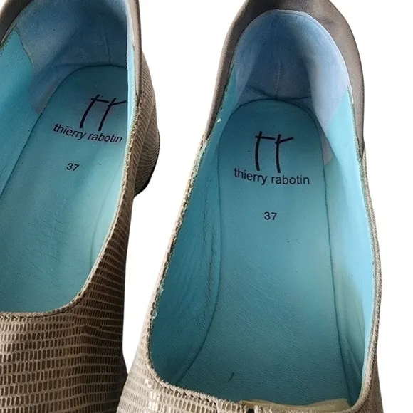 Thierry Rabotin olive green elegant flats suede &amp; textured leather finish US 6.5