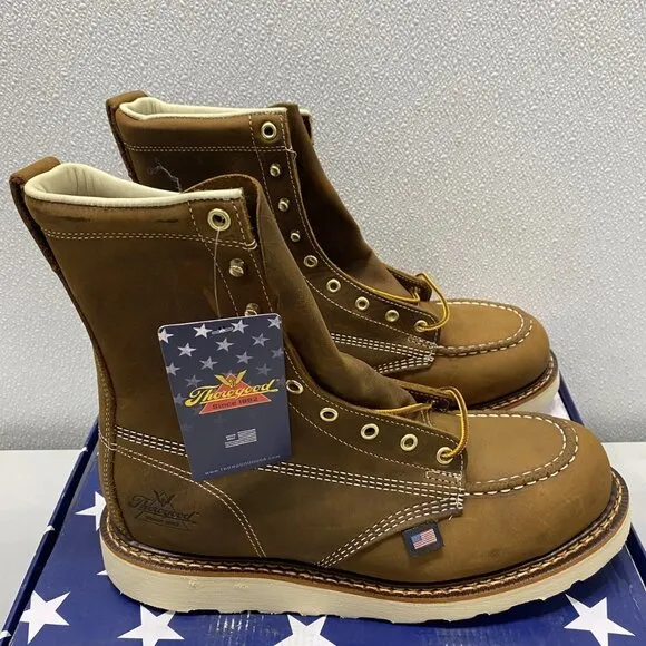 Thorogood 8&quot; Steel Toe Work Boots – Crazy Horse Brown Men’s Size 9.5D –