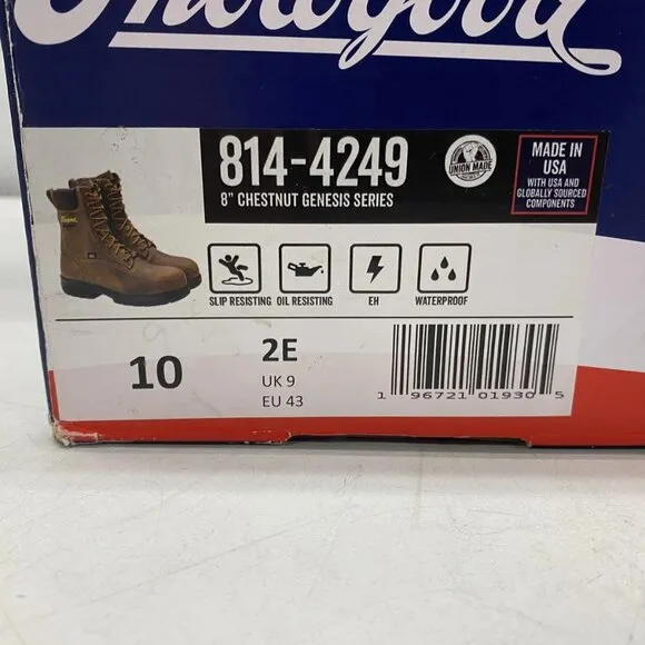 Thorogood Genesis Series 8&quot; Waterproof Work Boots – Chestnut Men’s Size 10EE –