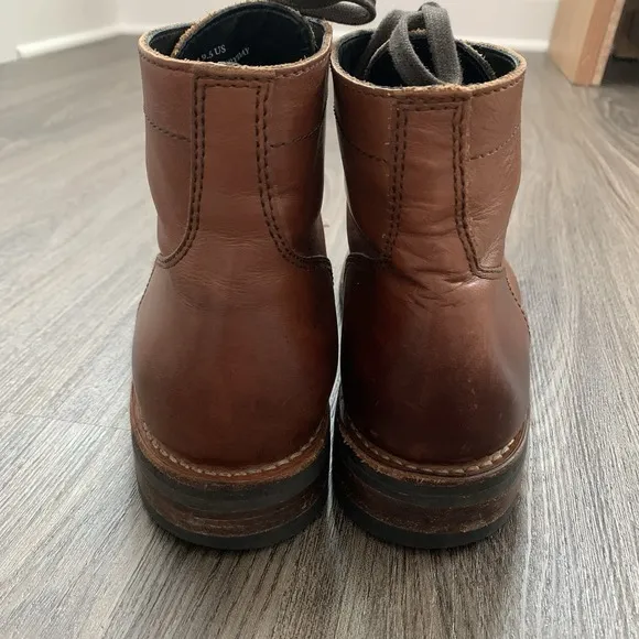 Thursday Men's Captain Toe Lace Up Boots Size 9.5 Brown Leather Handmade