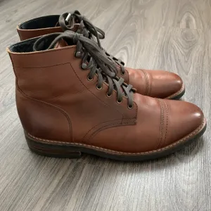 Thursday Men's Captain Toe Lace Up Boots Size 9.5 Brown Leather Handmade