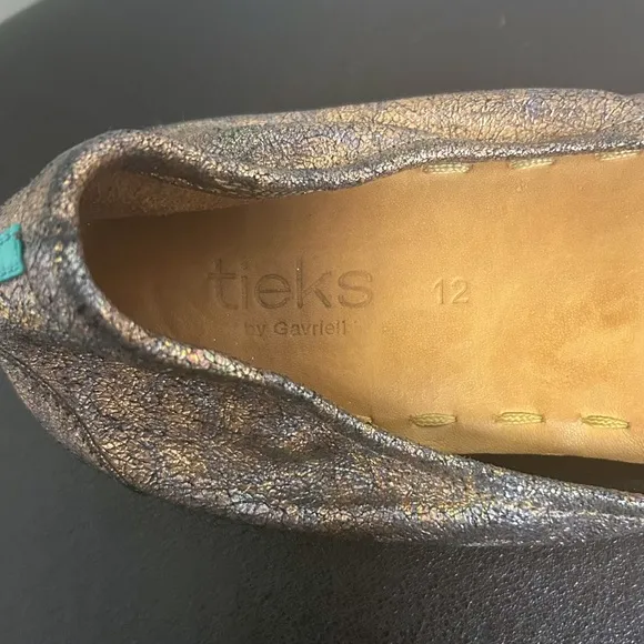 Tieks Lovestruck Metallic Iridescent Foil Black Base Crackled Ballet Flats 12
