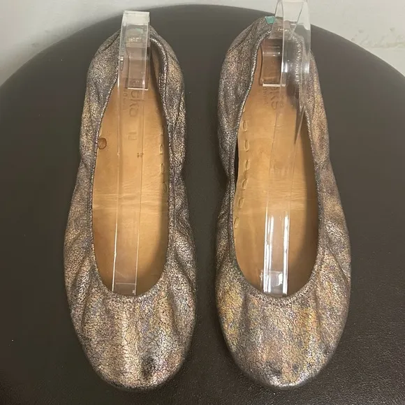 Tieks Lovestruck Metallic Iridescent Foil Black Base Crackled Ballet Flats 12