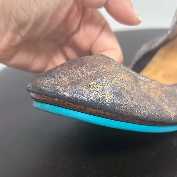 Tieks Lovestruck Metallic Iridescent Foil Black Base Crackled Ballet Flats 12