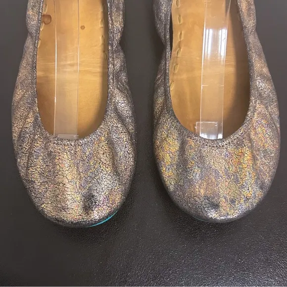 Tieks Lovestruck Metallic Iridescent Foil Black Base Crackled Ballet Flats 12