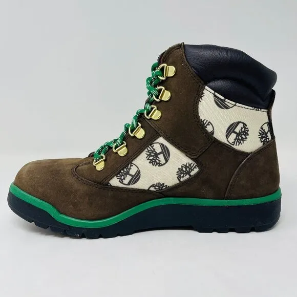 Timberland Juniors 6 Inch Field Boots Brown Green Lace Up Nubuck Youth Size 7