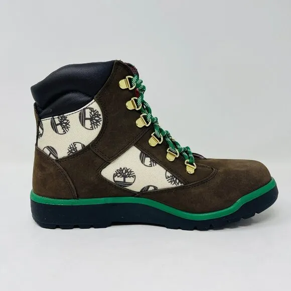 Timberland Juniors 6 Inch Field Boots Brown Green Lace Up Nubuck Youth Size 7