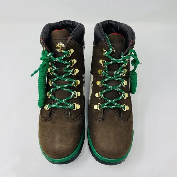 Timberland Juniors 6 Inch Field Boots Brown Green Lace Up Nubuck Youth Size 7
