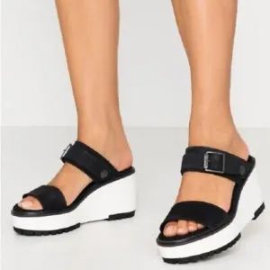 Timberland New Koralyn Sporty Wedge Sandals Nubuck Black Womens Various Sizes