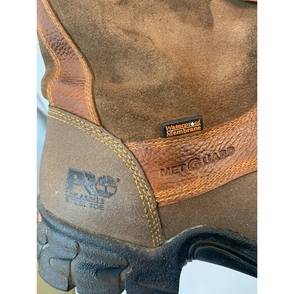 Timberland PRO Mens 11.5M Waterproof Leather Steel Toe Work Boots E9059 GUC