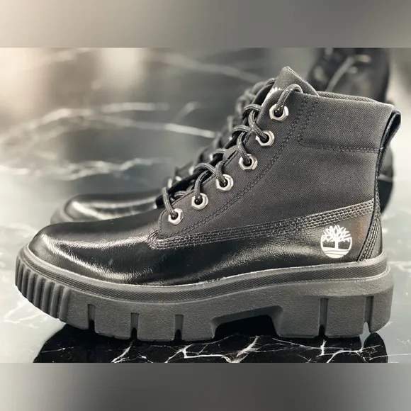 ❄️Timberland Women's Greyfield Lace-Up Boots Black Shiny Suede Size 6.5❄️