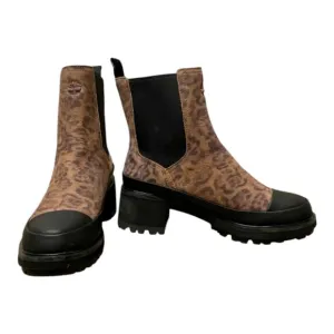 TIMBERLAND WOMEN'S KORI PARK CHELSEA BROWN LEOPARD NUBUCK BOOTS Size 8 NEW