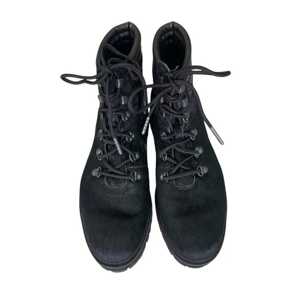 Timberland Women's Lace Up Pony Hair Lug Sole Boots Black Size 7.5 Medium