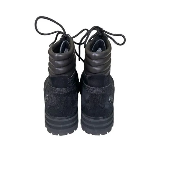 Timberland Women's Lace Up Pony Hair Lug Sole Boots Black Size 7.5 Medium