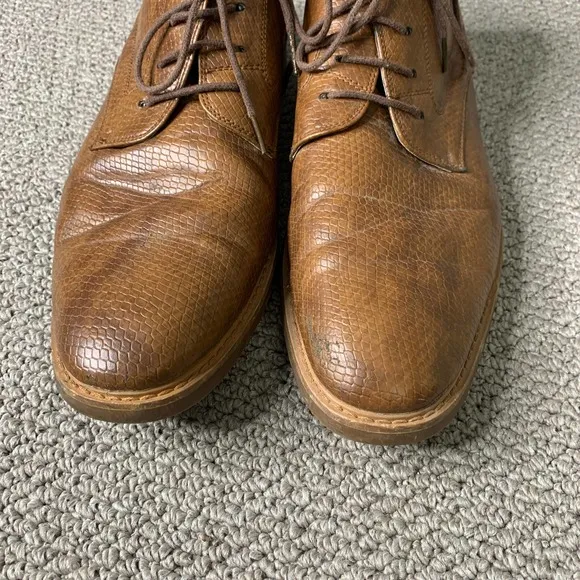 Todd Welsh Mens Boots Size 9M Brown Snake-Embossed Leather Chukka Lace Up‎