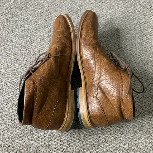 Todd Welsh Mens Boots Size 9M Brown Snake-Embossed Leather Chukka Lace Up‎