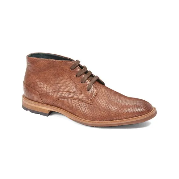 Todd Welsh Mens Boots Size 9M Brown Snake-Embossed Leather Chukka Lace Up‎
