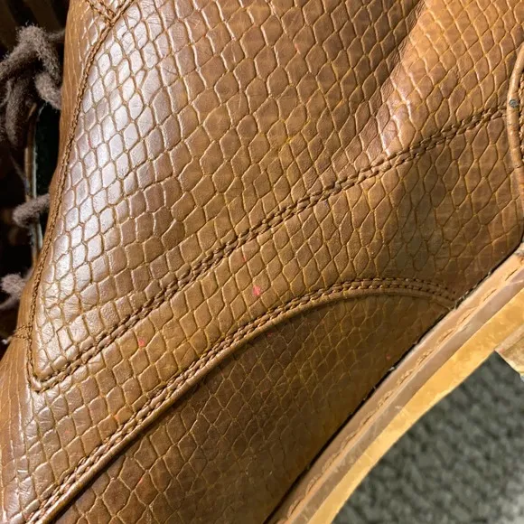 Todd Welsh Mens Boots Size 9M Brown Snake-Embossed Leather Chukka Lace Up‎