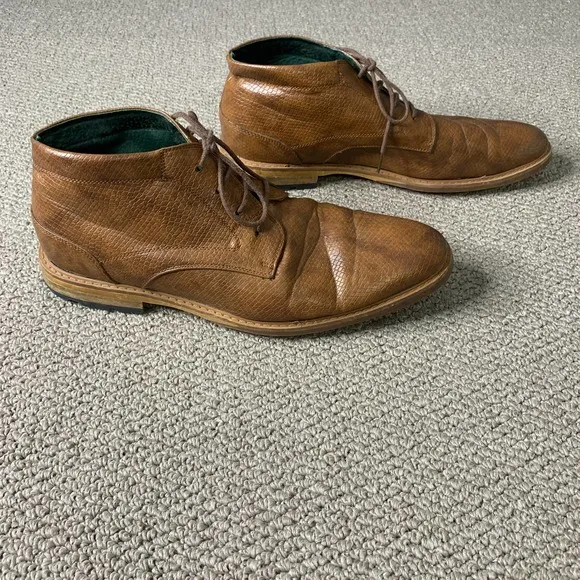 Todd Welsh Mens Boots Size 9M Brown Snake-Embossed Leather Chukka Lace Up‎