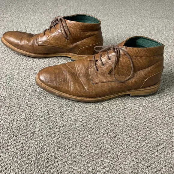 Todd Welsh Mens Boots Size 9M Brown Snake-Embossed Leather Chukka Lace Up‎