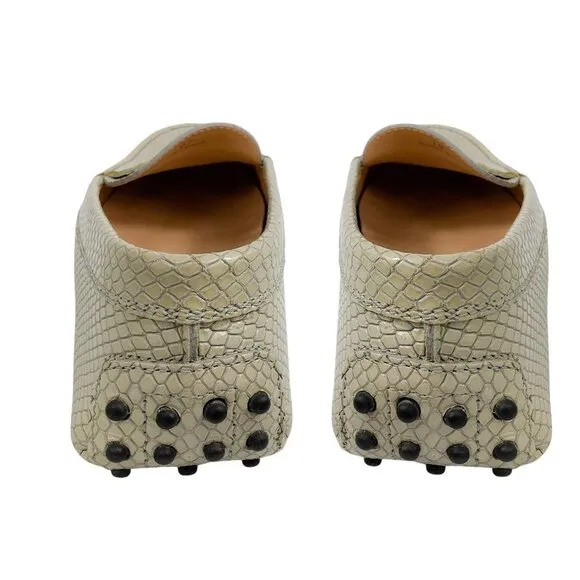 Tod's Beige Textured Embossed Flats / Loafers