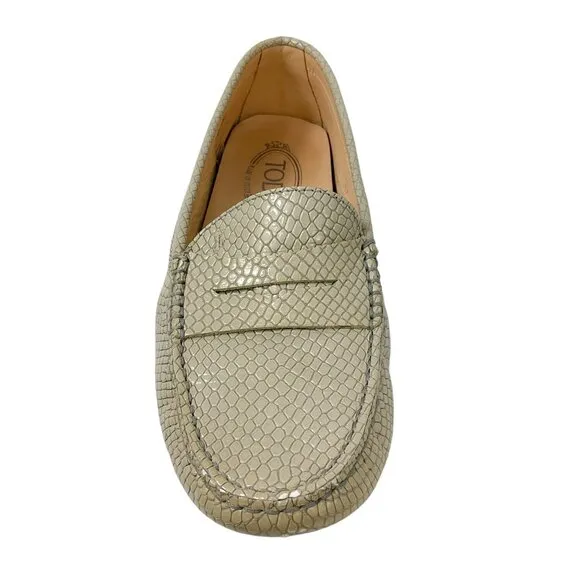Tod's Beige Textured Embossed Flats / Loafers