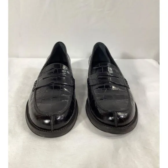 Tod's Croc-Embossed Loafers in Black Leather