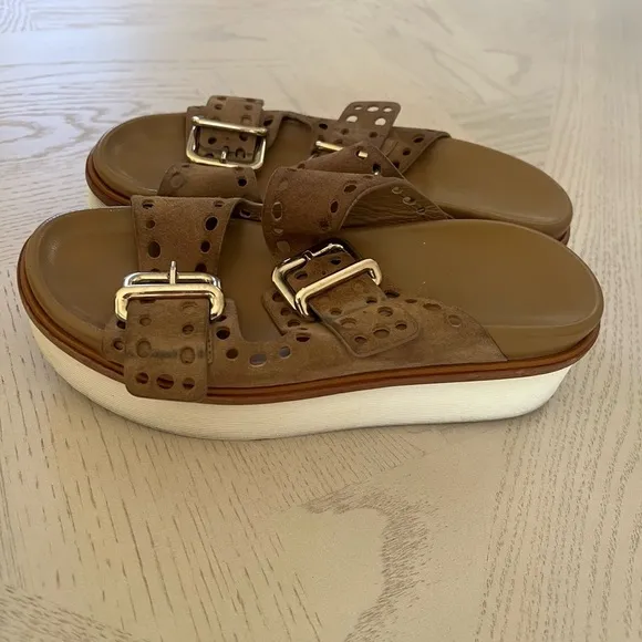 Tod’s drilled hole Double Buckle slides Sandals sz 37