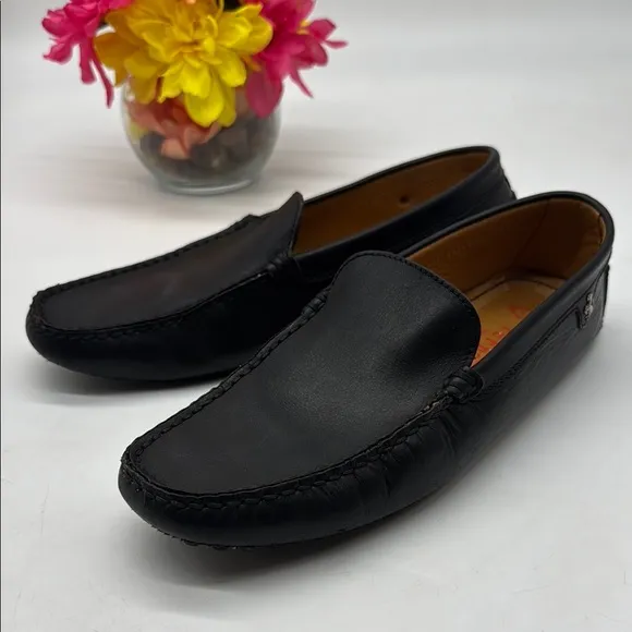 Tod's Ferrari Black Leather Slip-On Loafers Driving Moccasins Size 8 MOC7835