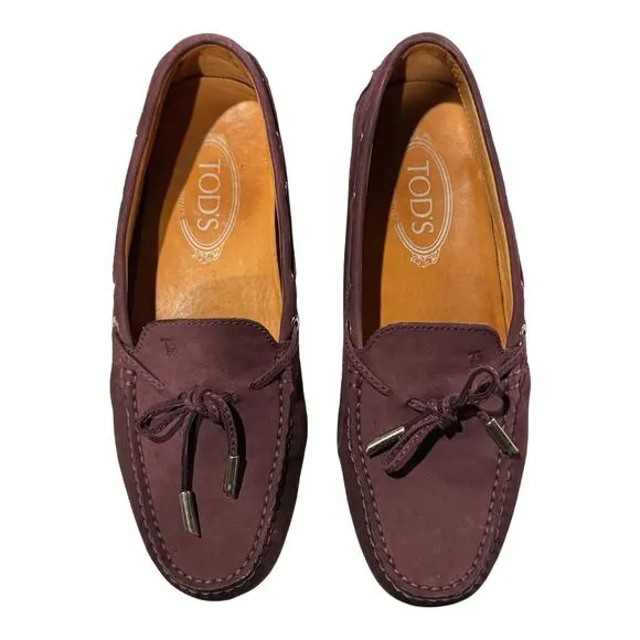 Tod's purple suede Gommino driving shoes Loafers size 9 (39)