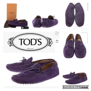 Tod's purple suede Gommino driving shoes Loafers size 9 (39)