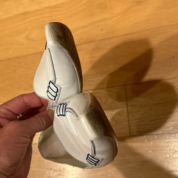 Tod’s White and Blue Leather Loafers with Gominno, Size 10