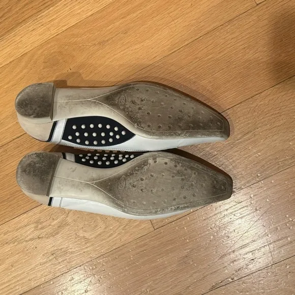 Tod’s White and Blue Leather Loafers with Gominno, Size 10