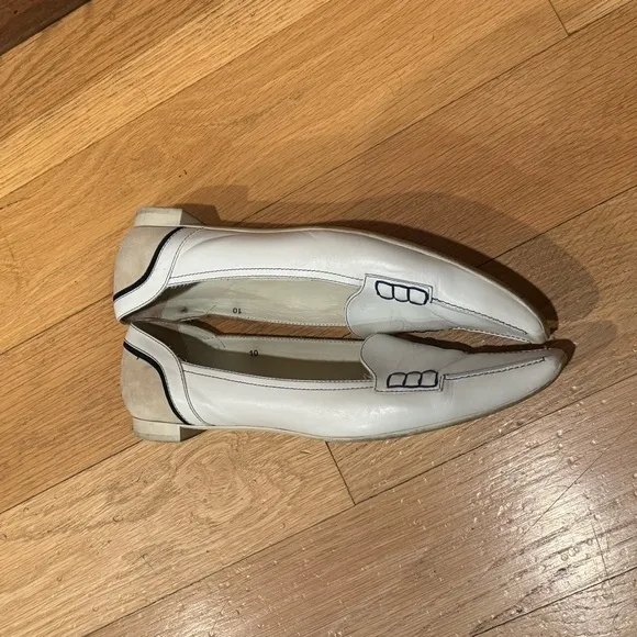 Tod’s White and Blue Leather Loafers with Gominno, Size 10