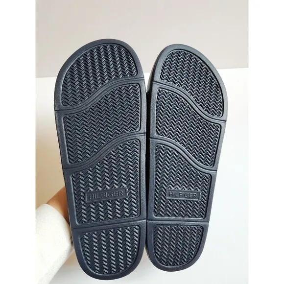 Tommy Hilfiger Tmerlay-C Slide Sandals Mens 12 Blue Red White Logo NEW