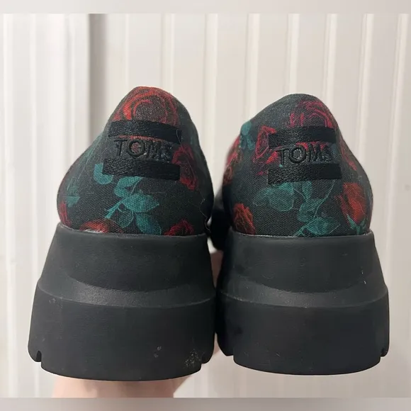 TOMS Womens Alpargata Plaid Floral Leopard Lug Sole Loafers Casual Multi, Red 7