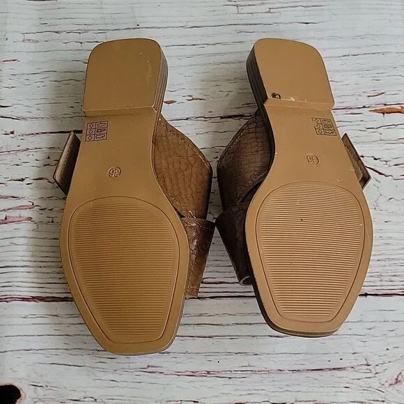 TOPSHOP Tan Padded Slide Sandals  Size 6